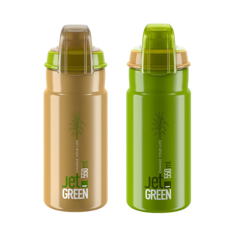 Borraccia ELITE Jet Green Plus 550 ml Bioplastica Inodore con Cappuccio -  KonosCycling